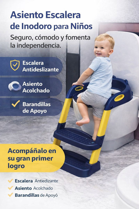 Asiento Escalera de Inodoro para Niños – Entrenador Infantil Plegable y Antideslizante